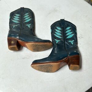 Blue and teal boots